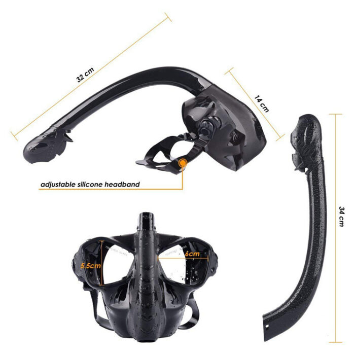 Snorkeling full cover full dry diving mask diving equipment silicone diving mask - Image 2