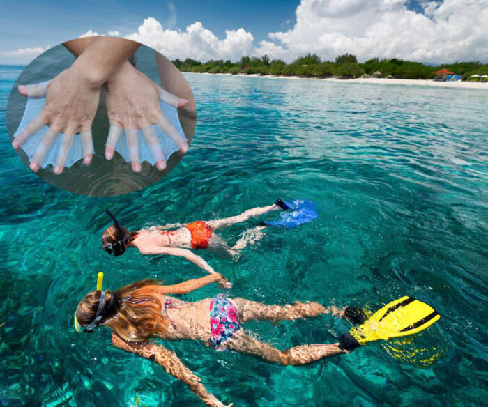 1 Pair Unisex Frog Type Swimming Girdles Hand Flippers Palm Webbed Gloves Paddle - Image 1