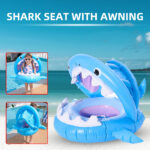 Inflatable Swimming Ring For Kids With Awning Shark Seat Ring Baby Float For Swimming Pool Toys Seat Removable Water Ring - Image 3