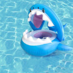 Inflatable Swimming Ring For Kids With Awning Shark Seat Ring Baby Float For Swimming Pool Toys Seat Removable Water Ring - Image 2
