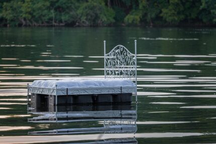 bed, mattress, lake, nature, swim, waterbed, outdoors, reflection, abstract, island
